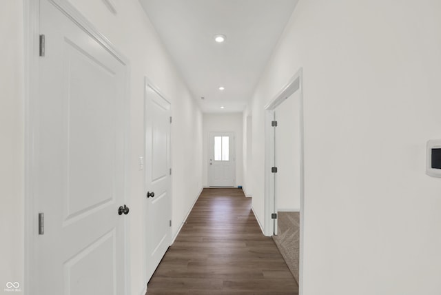 19714 Highclere Ln, Sheridan, IN 46069 - hall featuring recessed lighting, baseboards, and dark wood-type flooring