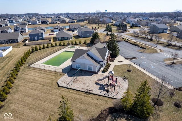 bird's eye view with a residential view