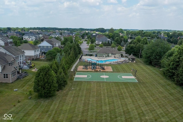 aerial view with a residential view