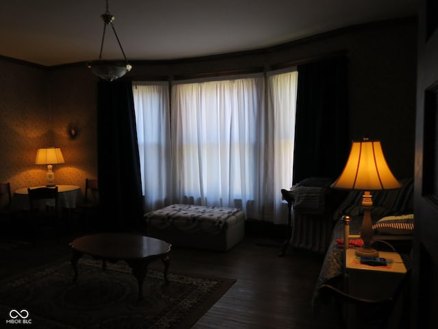 living room with wood finished floors