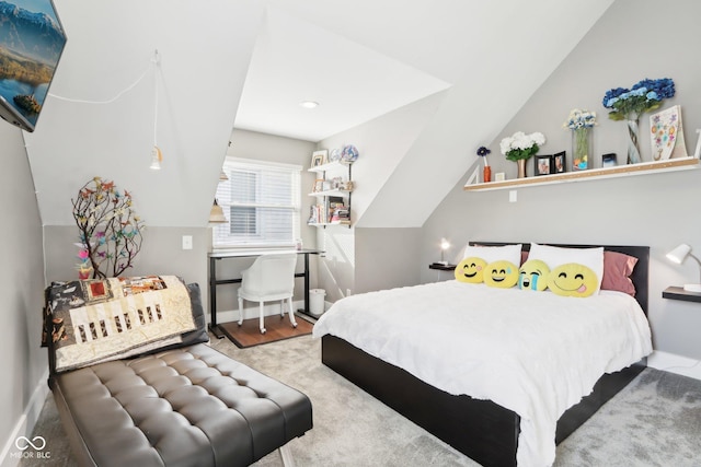 1413 S E St, Indianapolis, IN 46225 - bedroom featuring baseboards, lofted ceiling, and wood finished floors