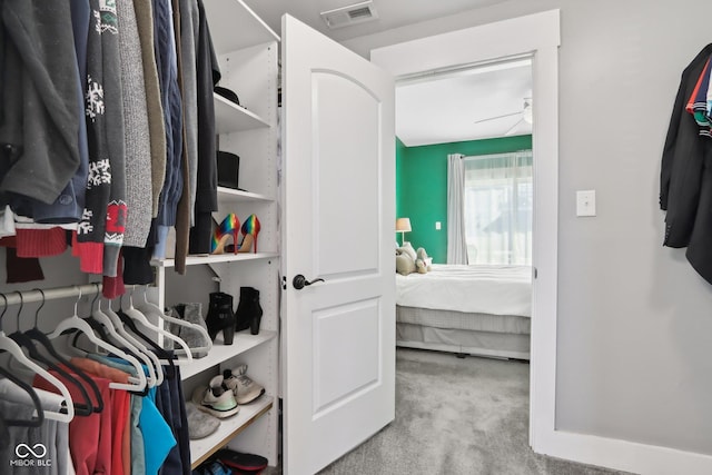 1413 S E St, Indianapolis, IN 46225 - walk in closet with visible vents and carpet flooring