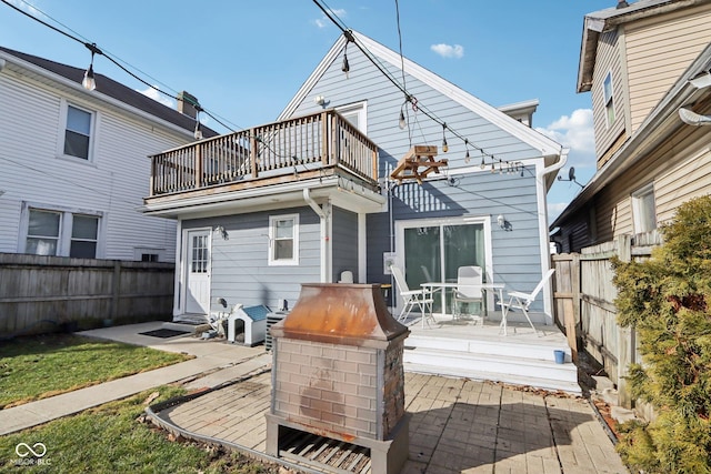 1413 S E St, Indianapolis, IN 46225 - rear view of property with a patio area, a deck, and a fenced backyard