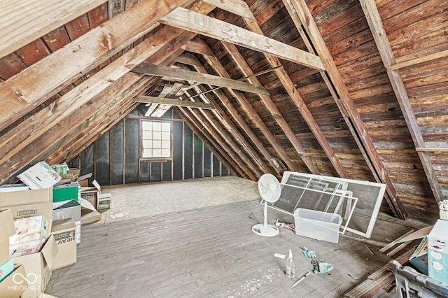 view of unfinished attic