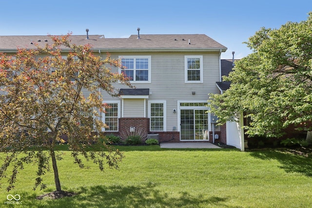 5682 Castor Way, Noblesville, IN 46062 - back of property featuring a patio area, brick siding, a lawn, and central AC unit