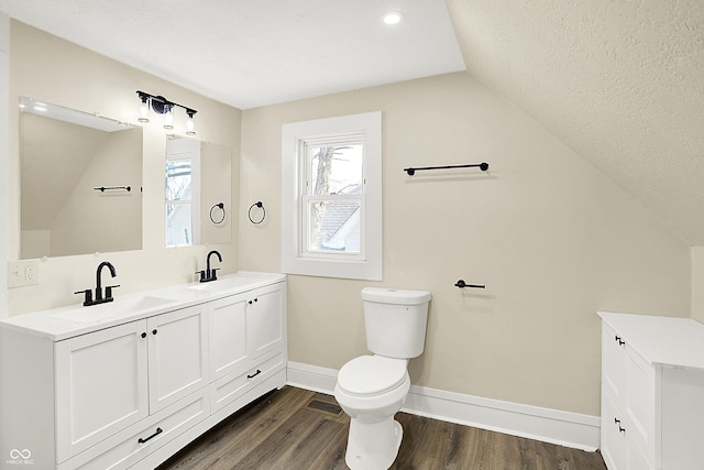 bathroom featuring wood finished floors, a sink, and toilet