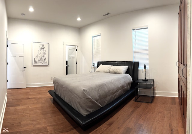 1818 N Cornell Ave, Indianapolis, IN 46202 - bedroom with baseboards, dark wood-style floors, and recessed lighting