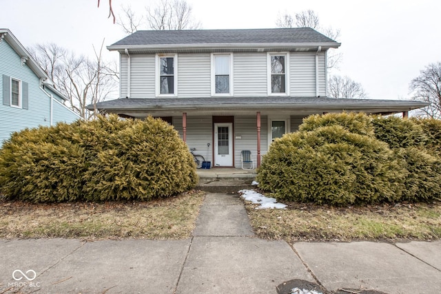 view of front facade featuring covered porch