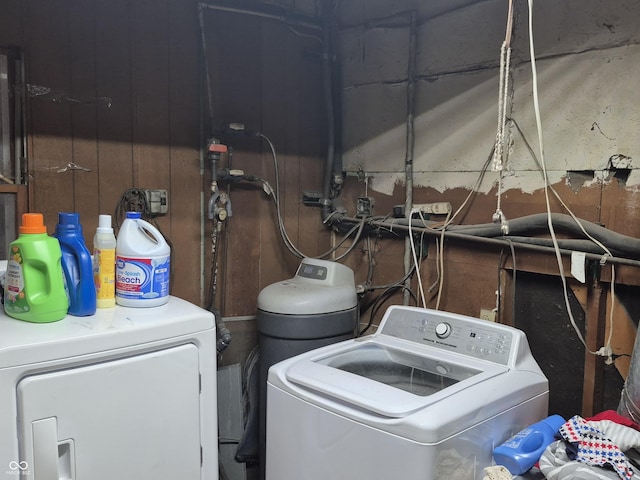 washroom with washer and dryer and laundry area