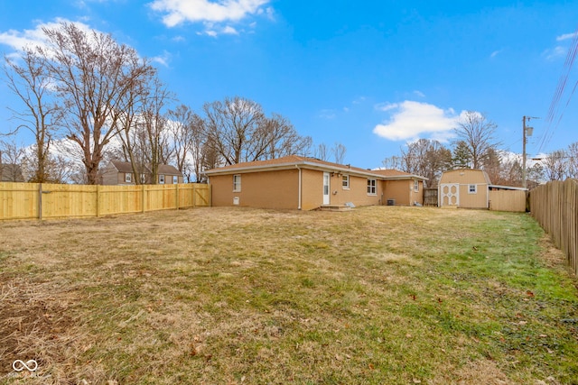 305 Bixler Rd, Indianapolis, IN 46227 - view of yard with a fenced backyard, a storage unit, and an outdoor structure