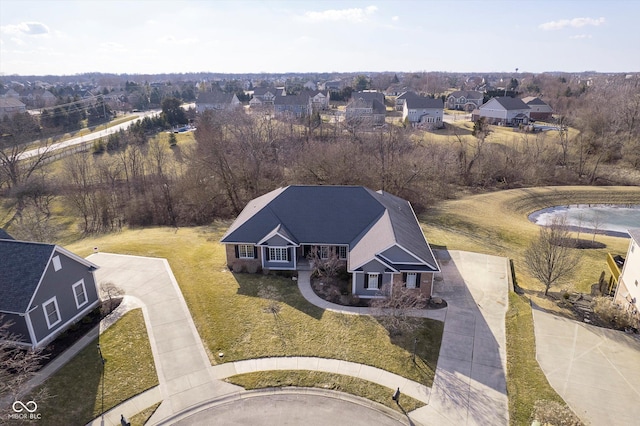 birds eye view of property with a residential view