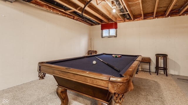 rec room featuring pool table