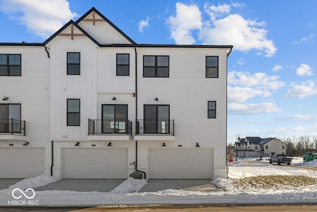 view of front of home featuring a garage and board and batten siding