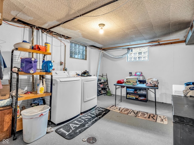 basement with independent washer and dryer