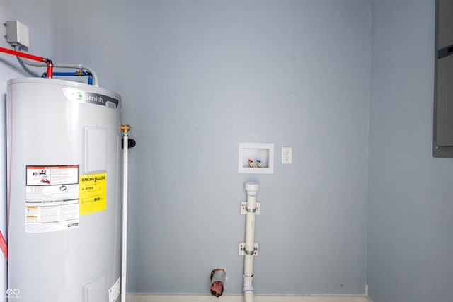 utility room featuring electric water heater