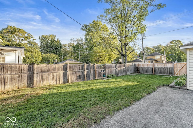 view of yard featuring a fenced backyard