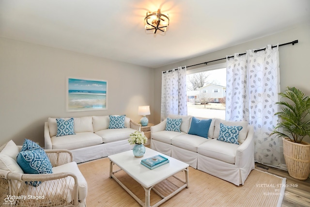 living area featuring wood finished floors