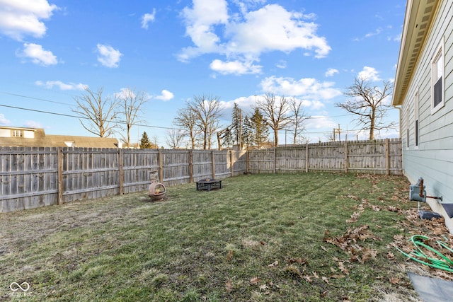 view of yard featuring a fenced backyard