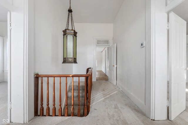 hallway with carpet flooring
