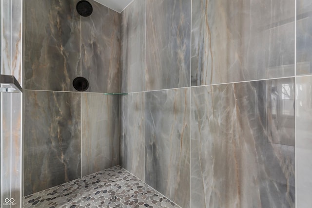 details featuring a marble finish shower
