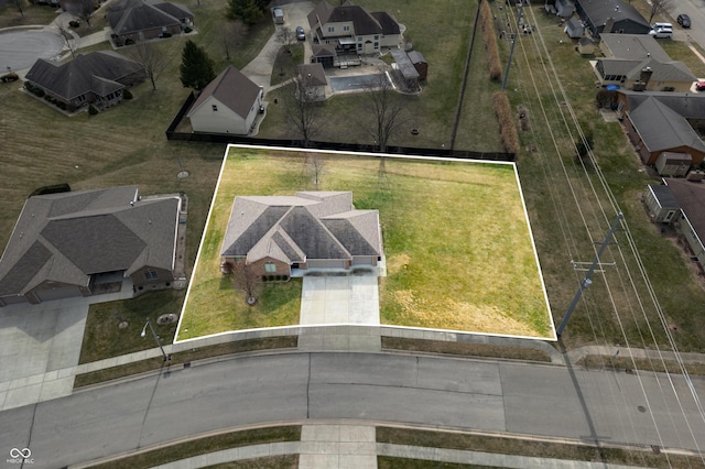 bird's eye view with a residential view