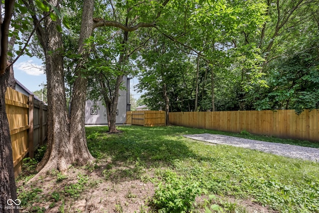 view of yard featuring a fenced backyard