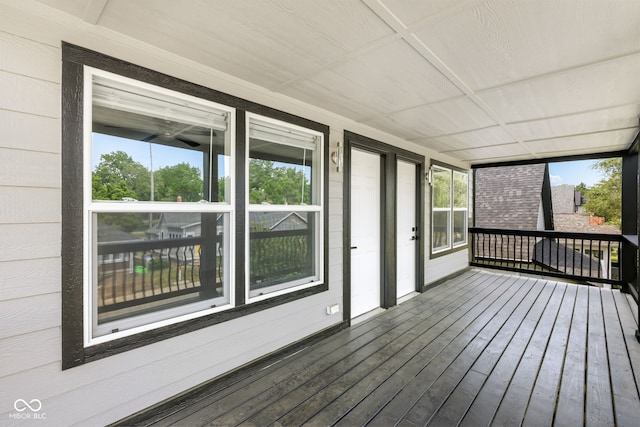 view of unfurnished sunroom