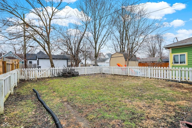 view of yard with a residential view and a fenced backyard