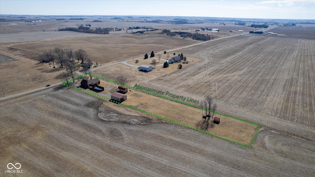 drone / aerial view with a rural view