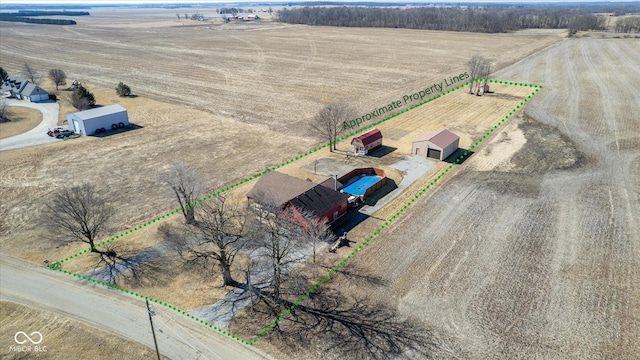 drone / aerial view with a rural view