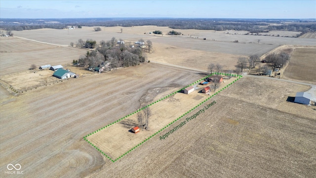 bird's eye view with a rural view