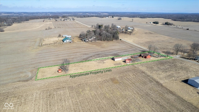 aerial view featuring a rural view