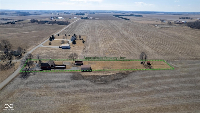 aerial view with a rural view