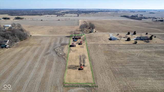 bird's eye view featuring a rural view