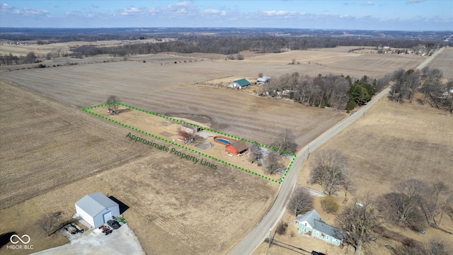 bird's eye view with a rural view