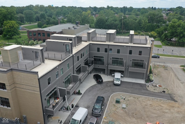 aerial view with a wooded view