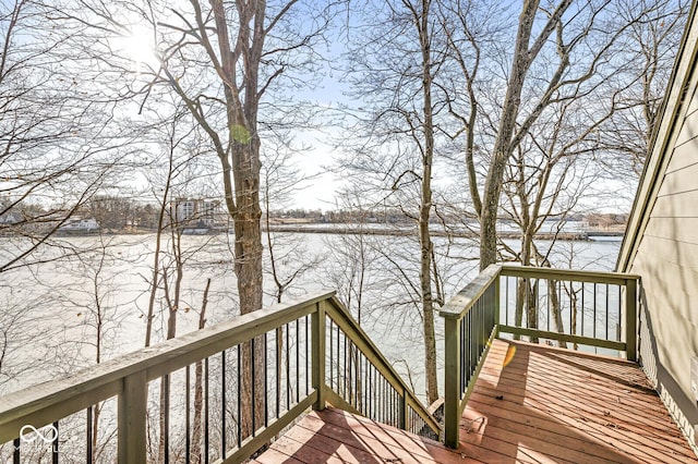 deck with a water view