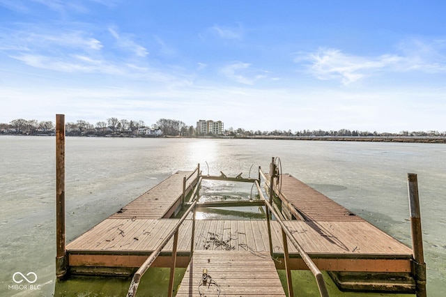 view of dock featuring a water view