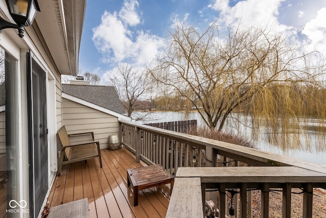 deck with a water view