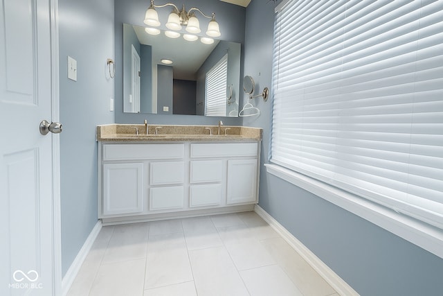 254 Halldale Dr, Whiteland, IN 46184 - full bathroom featuring double vanity and tile patterned flooring
