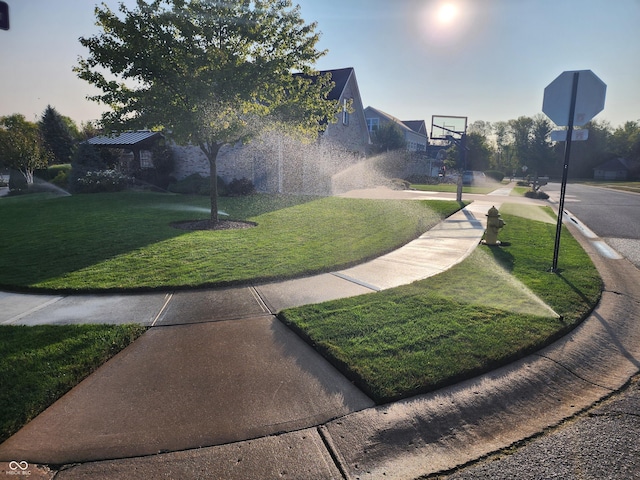 view of property's community featuring a yard