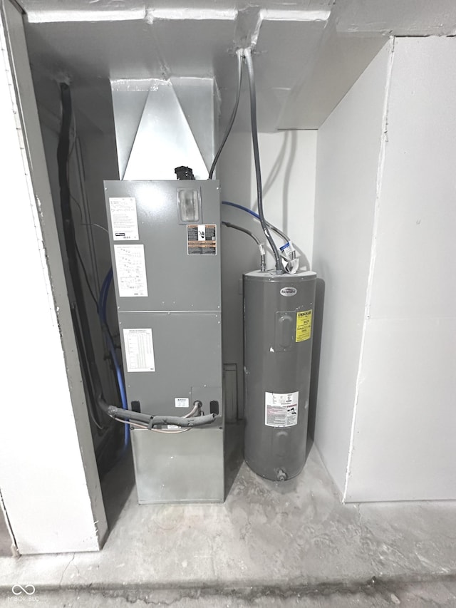 utility room with electric water heater