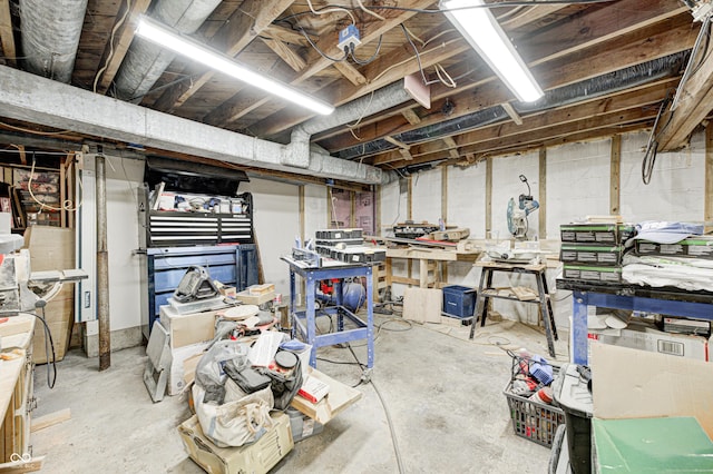 view of unfinished basement