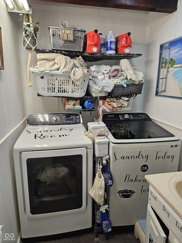 laundry area with laundry area and washing machine and dryer