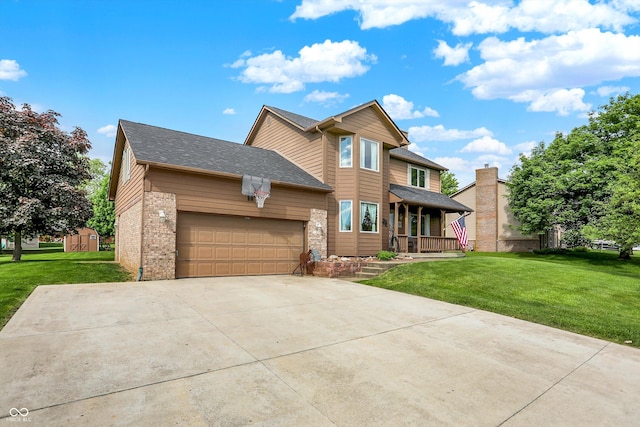 211 Deborah Ln, Whiteland, IN 46184 - traditional home with a front yard, covered porch, an attached garage, and driveway