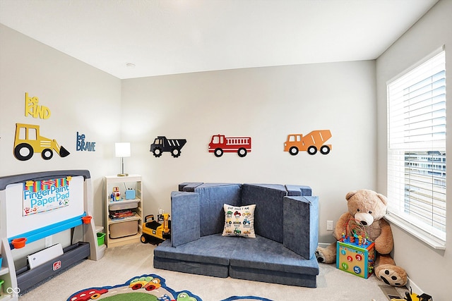 game room with carpet flooring