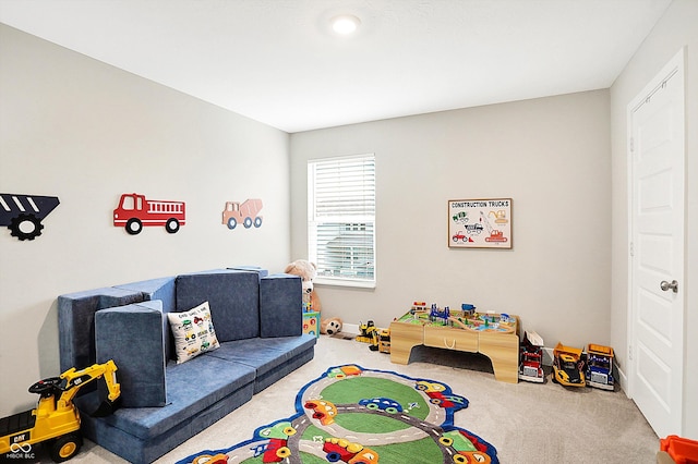 game room with carpet flooring