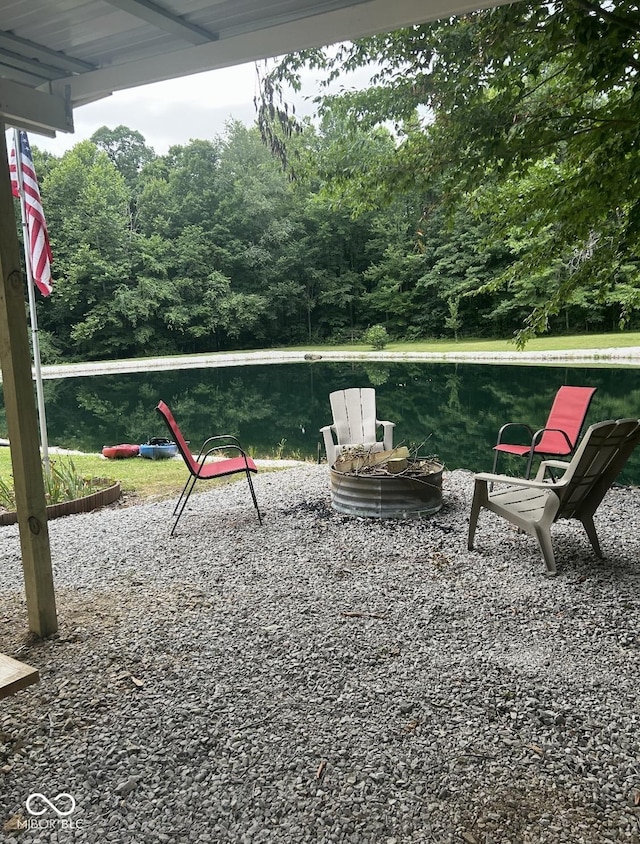 exterior space featuring a fire pit