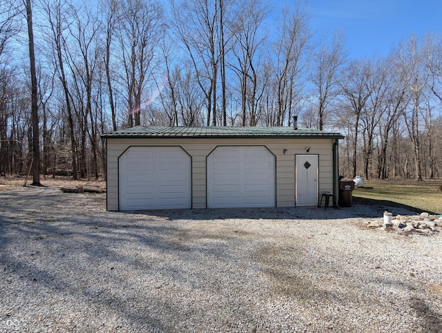 view of detached garage