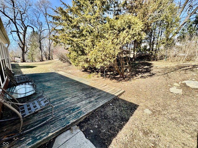 view of yard featuring a wooden deck